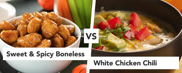 Spicy Boneless Wings vs White Chicken Chili