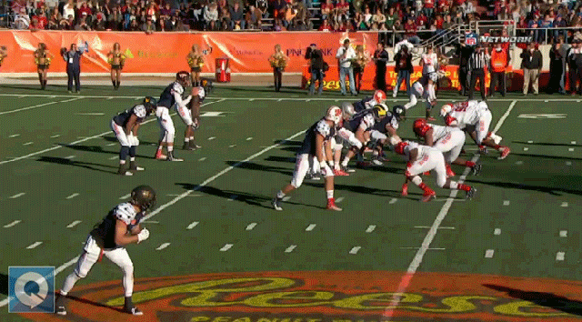 Auburn's Dee Ford dominated at the Senior Bowl with his explosiveness off the line. Image courtesy of NFL.com. 