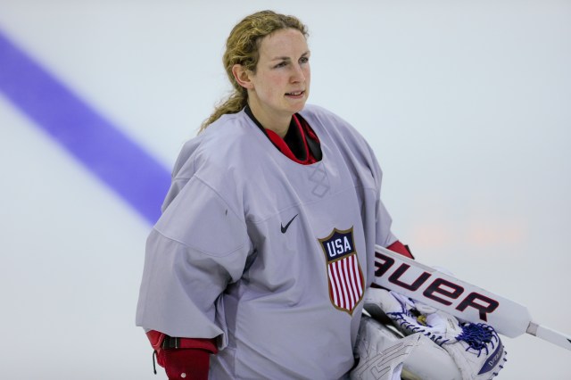 USA goalie Jessie Vetter during practice. (Kevin Liles, USA TODAY Sports)
