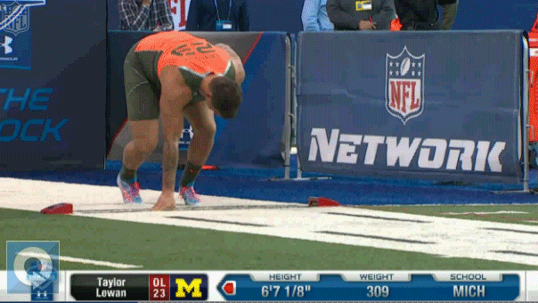 Tyler Lewan had the fastest 40 time of the offensive linemen timed at the 2014 NFL Combine. 