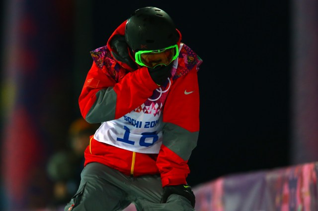 Wancheng Shi was able to get up and board down the course after the crash. (Guy Rhodes, USA TODAY Sports.)