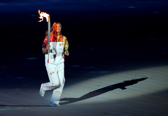Feb 7, 2014; Sochi, RUSSIA; during the opening ceremony for the Sochi 2014 Olympic Winter Games at Fisht Olympic Stadium. Mandatory Credit: Jerry Lai-USA TODAY Sports