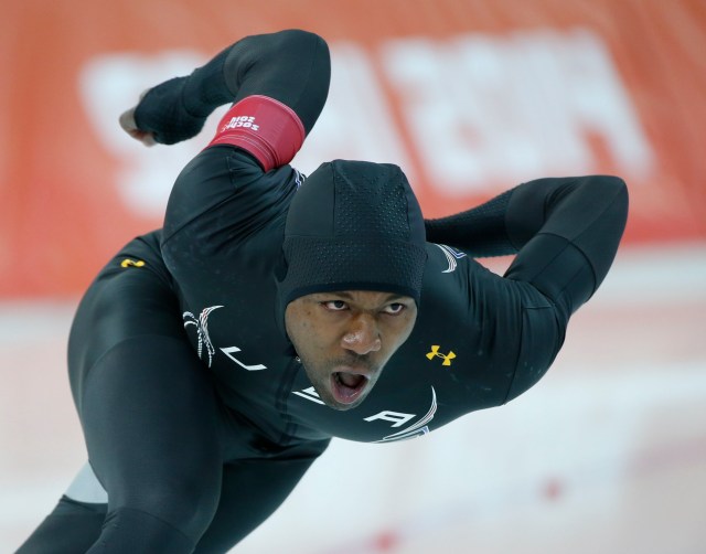 (American Shani Davis during the men's speed skating 500m race during the Sochi 2014 Olympic Winter Games at Adler Arena Skating Center. (Jeff Swinger-USA TODAY Sports)