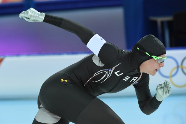 Brittany Bowe (USA) in the ladies speed skating 500m at Adler Arena Skating Center (Robert Hanashiro-USA TODAY Sports)