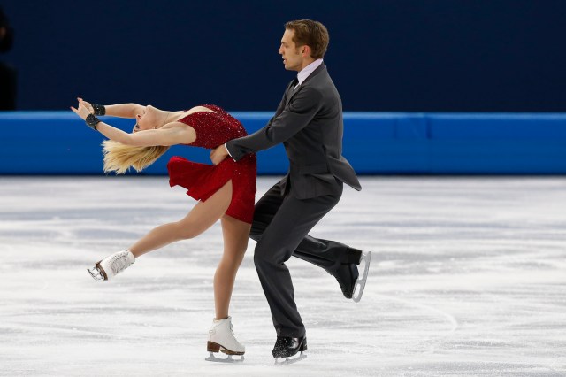 Deividas Stagniunas and Isabella Tobias (LTU) perform during the ice dance free dance program during the Sochi 2014 Olympic Winter Games at Iceberg Skating Palace. (Robert Deutsch-USA TODAY Sports)