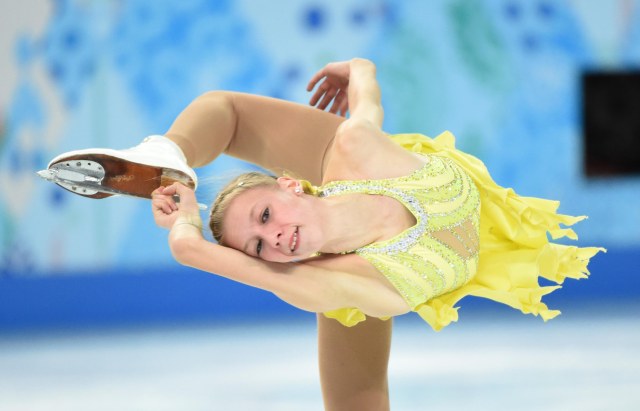 Polina Edmunds of the USA performs in the ladies short program during the Sochi 2014 Olympic Winter Games at Iceberg Skating Palace.  (Robert Deutsch-USA TODAY Sports)