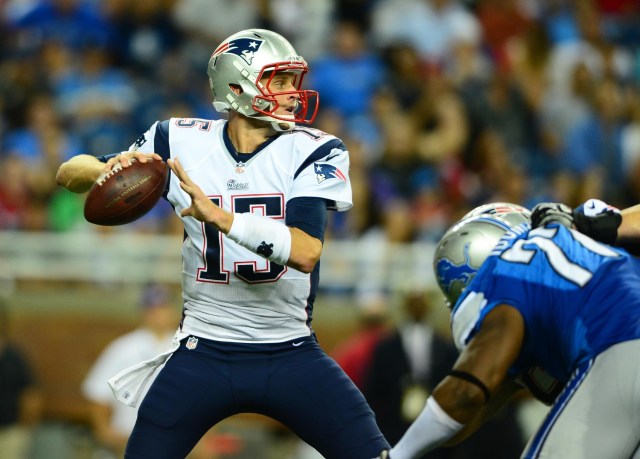 New England Patriots quarterback Ryan Mallett looks to pass during a preseason game against the Detroit Lions at Ford Field. (Andrew Weber-USA TODAY Sports)