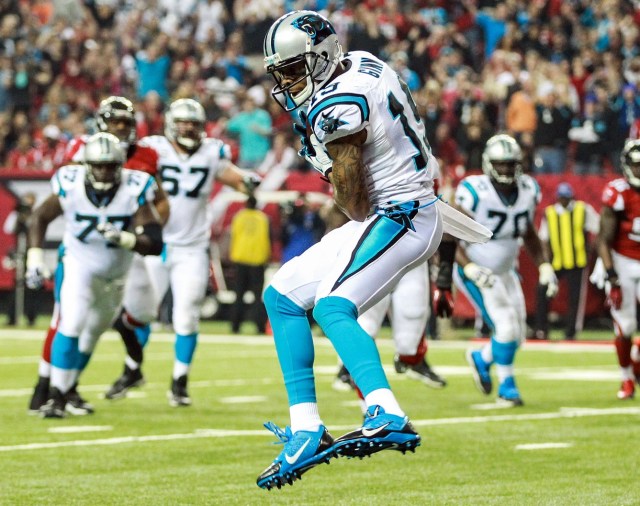 Carolina Panthers wide receiver Ted Ginn catches a touchdown pass against the Atlanta Falcons at the Georgia Dome. (Daniel Shirey - USA TODAY Sports)