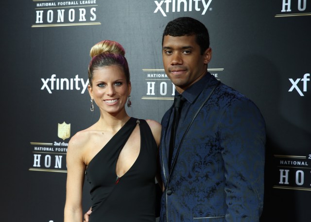Seattle Seahawks quarterback Russell Wilson with wife Ashton Wilson on the red carpet prior to the Super Bowl XLVII NFL Honors award show at Mahalia Jackson Theater. (Mark J. Rebilas - USA TODAY Sports)