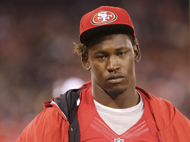 San Francisco 49ers linebacker Aldon Smith on the sideline during the fourth quarter against the Denver Broncos at Candlestick Park. (Kelley L Cox - USA TODAY Sports)