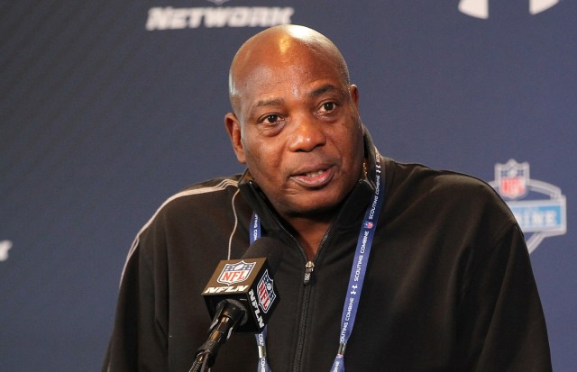 Baltimore Ravens general manager Ozzie Newsome speaks at the NFL Combine at Lucas Oil Stadium. (Pat Lovell - USA TODAY Sports)