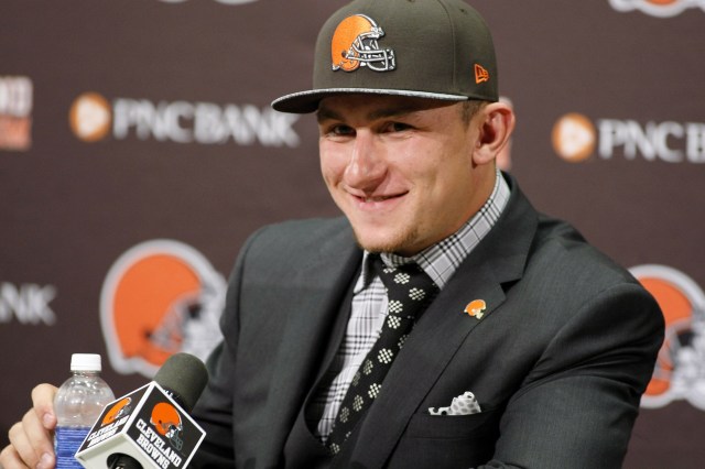 Cleveland Browns first round draft pick Johnny Manziel (Texas A&M) speaks during a press conference at the Cleveland Browns Headquarters. (Joe Maiorana - USA TODAY Sports)
