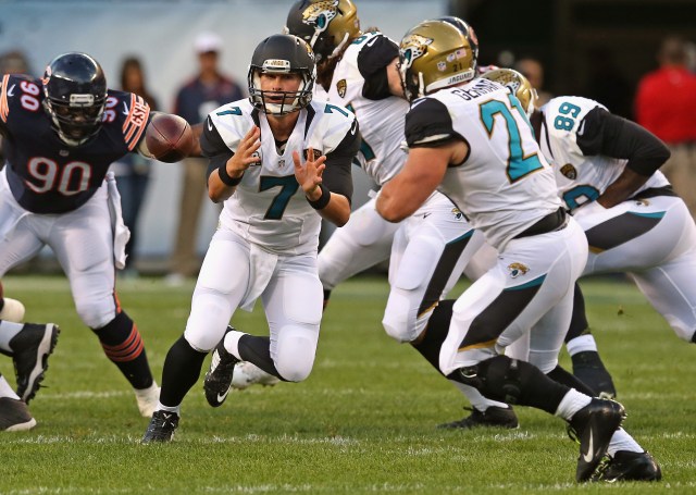 Jags QB Chad Henne (7) looked solid Thursday night. (Jonathan Daniel-Getty Images)
