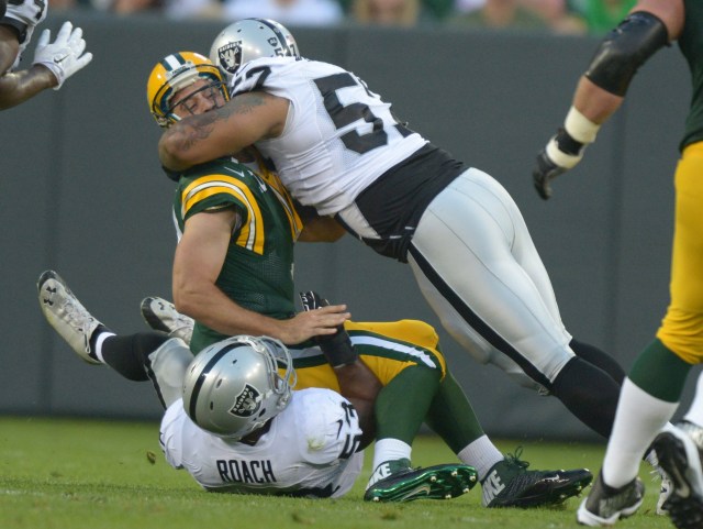 The Raiders will lean on LaMarr Woodley and the defensive line throughout the season. (Kirby Lee, USA TODAY Sports)