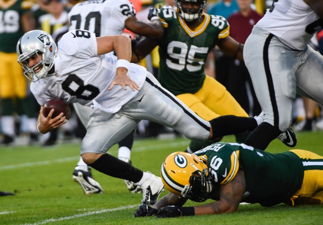 Matt Schaub struggled to drive the ball downfield against the Packers. (Benny Sieu, USA TODAY Sports)
