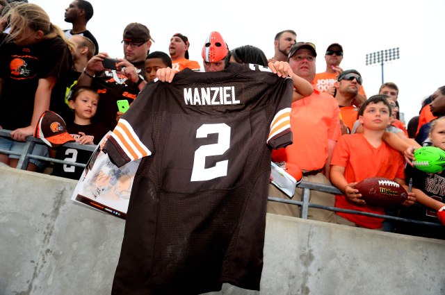 It's Johnny Manziel's chance to shine tonight in the Cleveland Browns' first preseason game. (Andrew Weber, USA TODAY Sports)