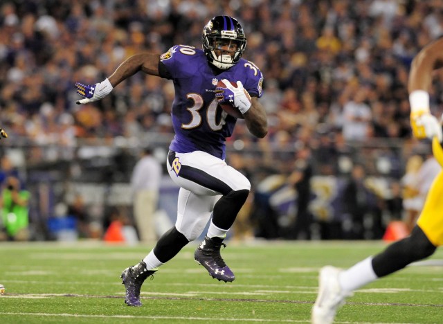 Bernard Pierce had 22 carries for 96 yards against the Steelers. (Evan Habeeb, USA TODAY Sports)