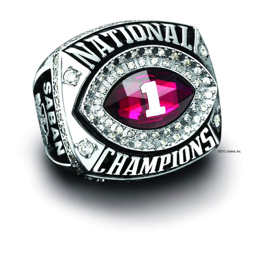 Alabama's 2012 National Championship ring. (Photo courtesy of Jostens)
