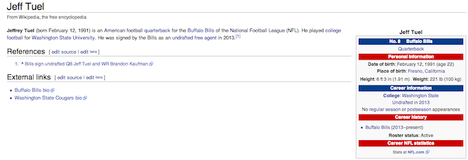Buffalo Bills' Week didn't have Wikipedia page | For The Win