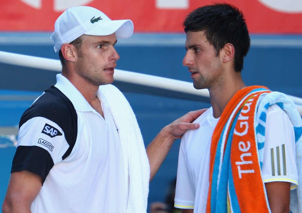 Roddick and Djokovic in happier times. (Getty Images)