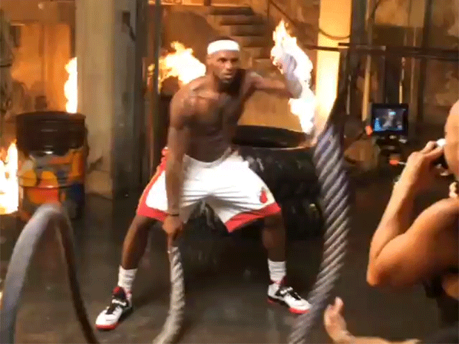 Watch Lebron James Exercise In A Fiery Dungeon For The Win
