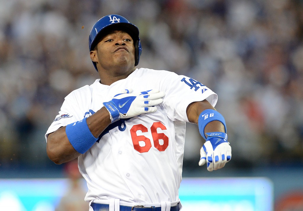 Yasiel Puig's premature celebration doesn't stop him from triple