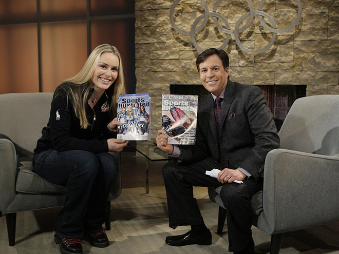 Costas and Lindsey Vonn in 2010. (Paul Drinkwater/NBC)