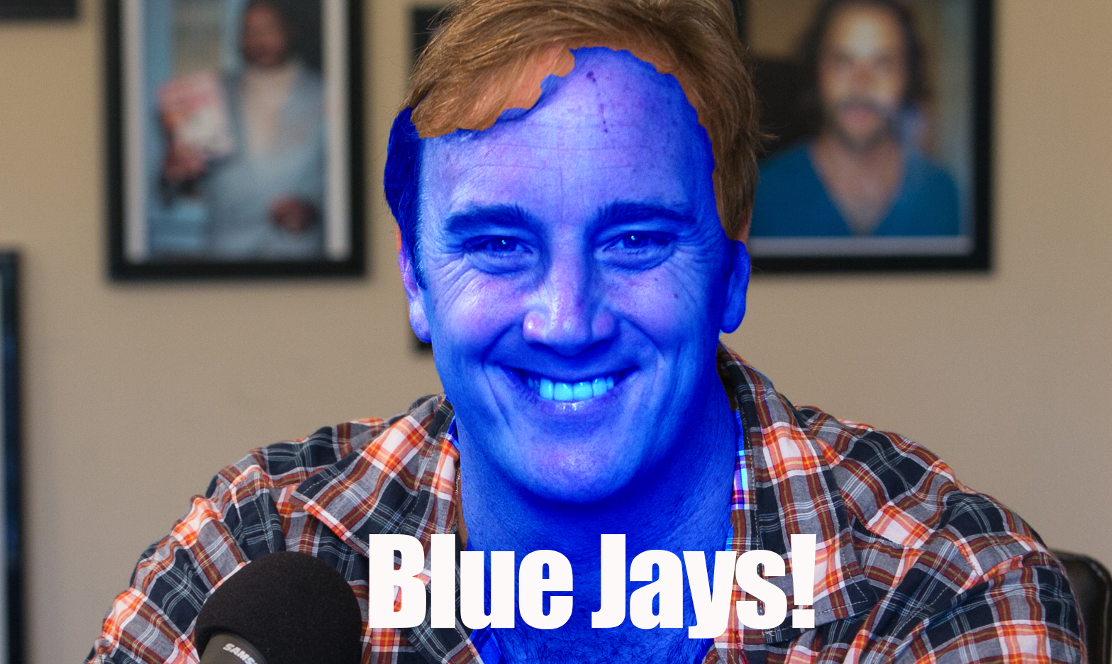 Artist's rendering of potential new Blue Jays logo featuring Jay Mohr. (Jefferson Graham, USA TODAY)