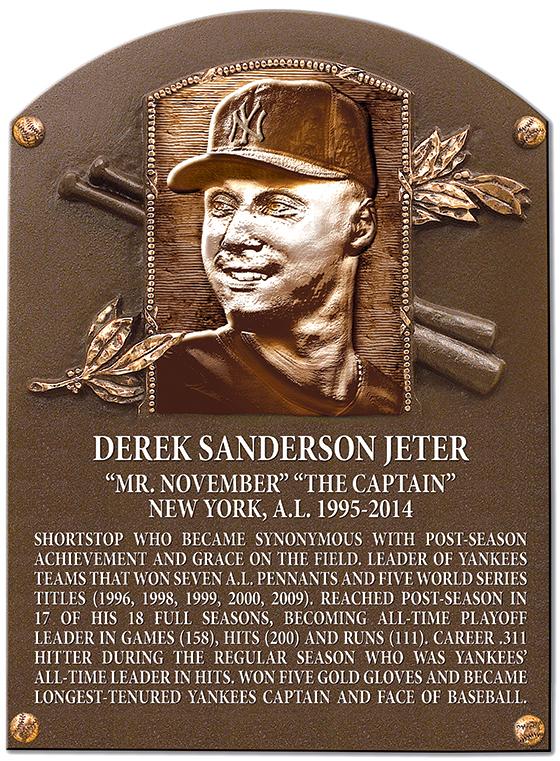 Derek Jeter Hall of Fame Exclusive 3 Piece Pin Set with Plaque Bust Ltd Ed  of 2,020