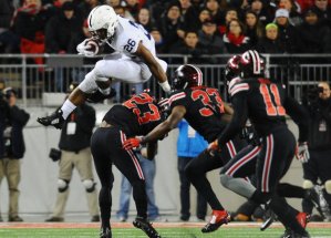 Saquon Barkley on his way to 194 yards against Ohio State last year. Image courtesy of Lehigh Valley Live