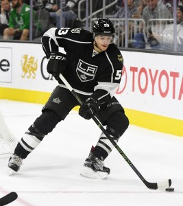 LAS VEGAS, NV - OCTOBER 08: Kevin Gravel #53 of the Los Angeles Kings skates against the Colorado Avalanche during their preseason game at T-Mobile Arena on October 8, 2016 in Las Vegas, Nevada. Colorado won 2-1 in overtime. (Photo by Ethan Miller/Getty Images)