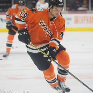 Scott Laughton skates during his conditioning assignment in Lehigh Valley (Photo provided to Flyzette by Nina Weiss)