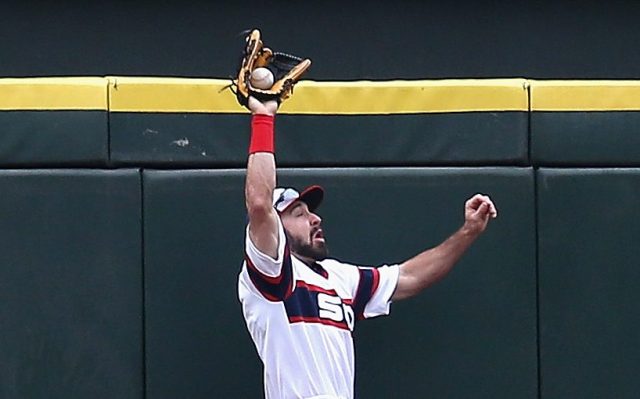 CHICAGO, IL - APRIL 30: Adam Eaton #1 of the Chicago White Sox makes a catch in the 1st inning on a fly ball hit by Torii Hiunter of the Detroit Tigers at U.S. Cellular Field on April 30, 2014 in Chicago, Illinois. (Photo by Jonathan Daniel/Getty Images)