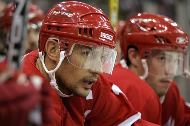 DETROIT - NOVEMBER 1:  Steve Yzerman #19 of the Detroit Red Wings looks on from the bench during their NHL game against the Chicago Blackhawks at Joe Louis Arena on November 1, 2005 in Detroit, Michigan.  The Red Wings defeated the Blackhawks 4-1. (Photo By Gregory Shamus/Getty Images)