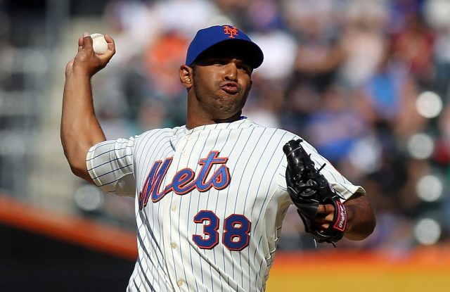 NEW YORK - APRIL 05: Fernando Nieve #38 of the New York Mets pitches against the Florida Marlins during their Opening Day Game at Citi Field on April 5, 2010 in the Flushing neighborhood of the Queens borough of New York City. (Photo by Nick Laham/Getty Images)