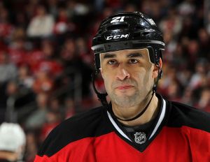 NEWARK, NJ - MARCH 29:  Scott Gomez #21 of the New Jersey Devils looks on during the third period against the Anaheim Ducks at the Prudential Center on March 29, 2015 in Newark, New Jersey. The Ducks defeated the Devils 2-1. (Photo by Christopher Pasatieri/Getty Images)