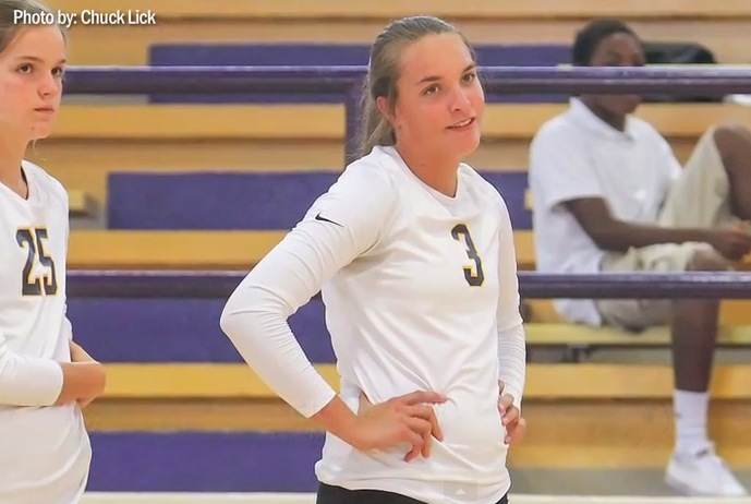 Oak Grove volleyball star Breleigh Favre, the daughter of Brett Favre — YouTube screen shot
