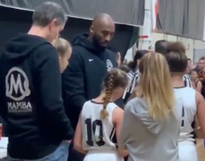 Photo: Kobe Bryant coaches his daugher Gigi's team at the MAMBA Sports Academy (Photo: @overtime/Twitter)