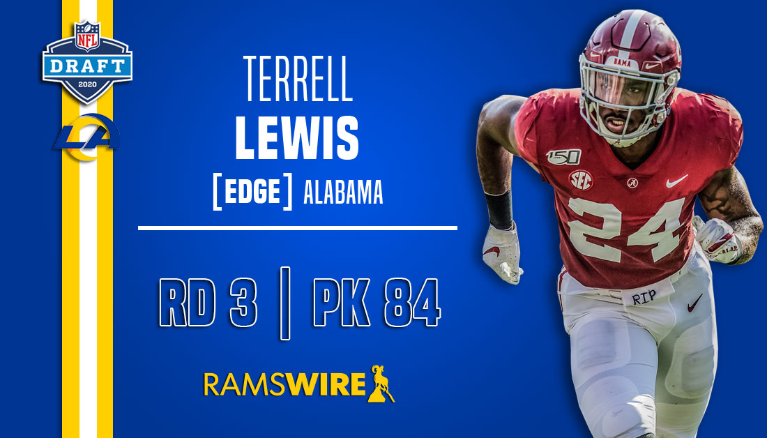 Alabama's Terrell Lewis selected by Los Angeles Rams in 3rd Round of 2020  NFL Draft