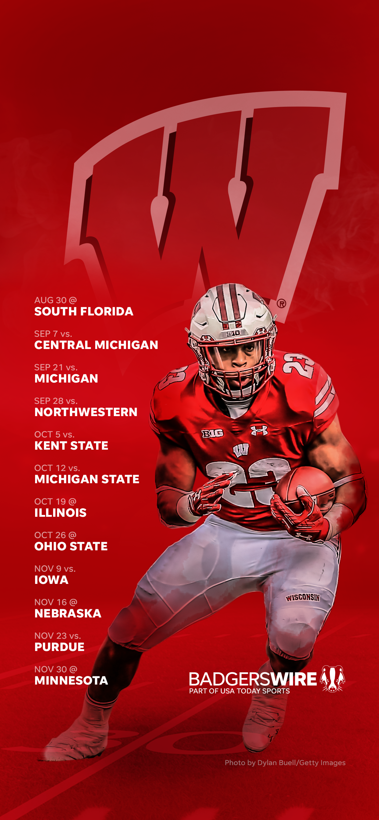 2019 Wisconsin Badgers Football Schedule Downloadable Wallpaper