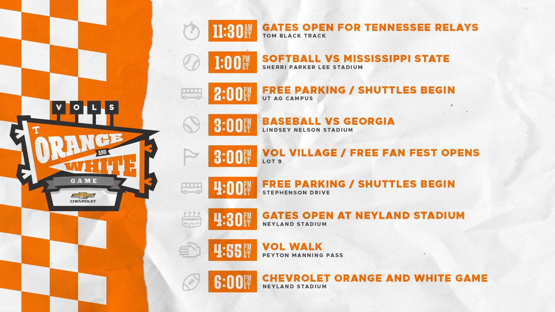 Orange and White gameday schedule Vols Wire