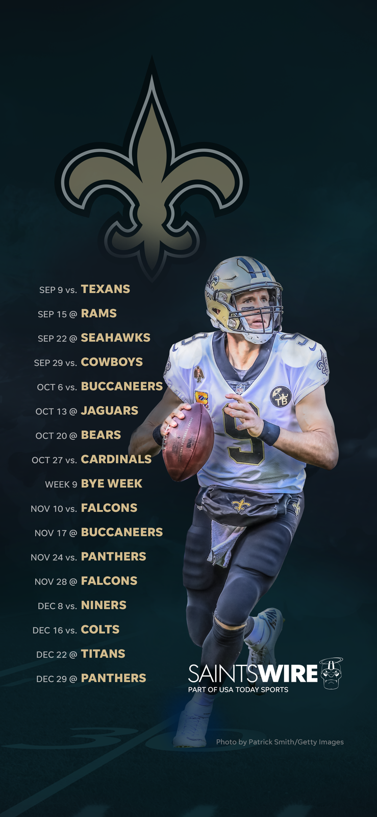 2019 New Orleans Saints schedule: Downloadable wallpaper