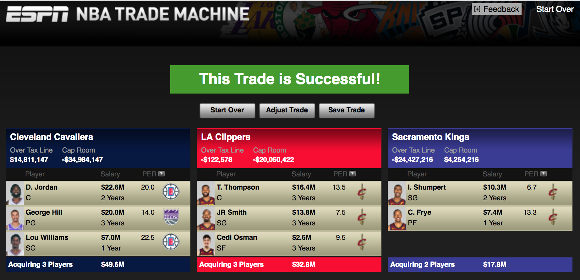 (via ESPN NBA Trade Machine)
