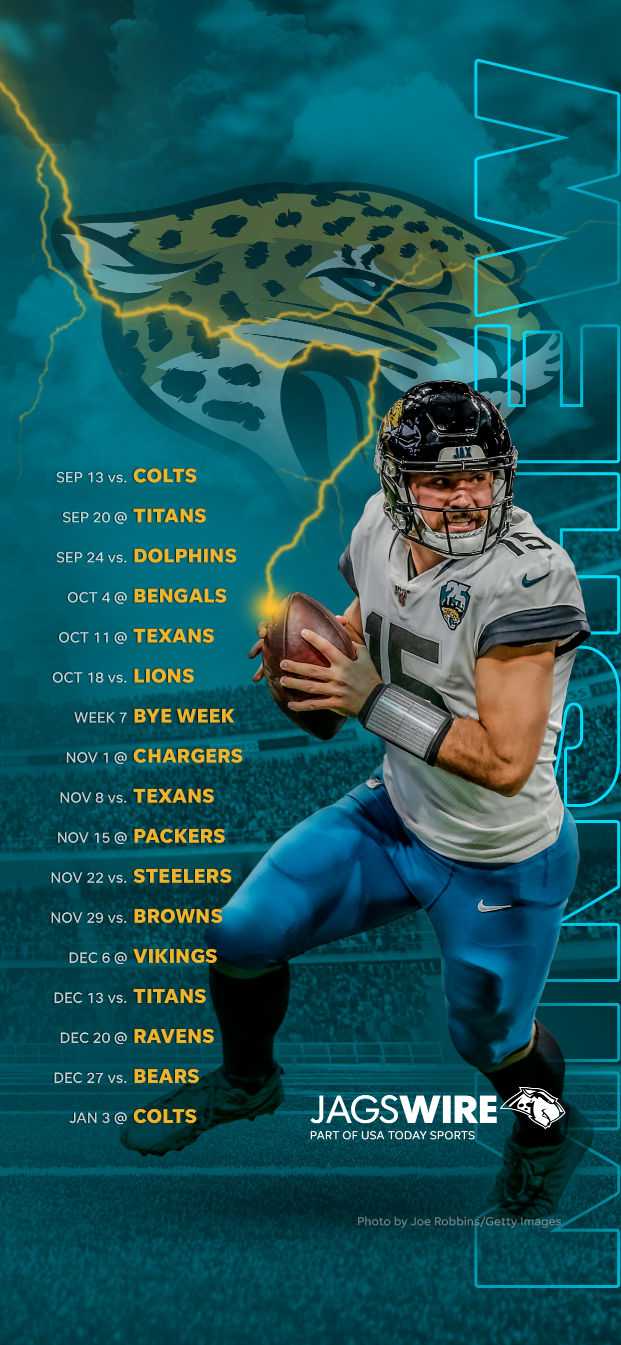2019-2020 Jacksonville Jaguars Wallpaper Schedule