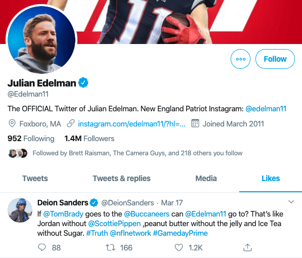 Tom Brady Jokes About Julian Edelman Joining Tampa Bay Buccaneers