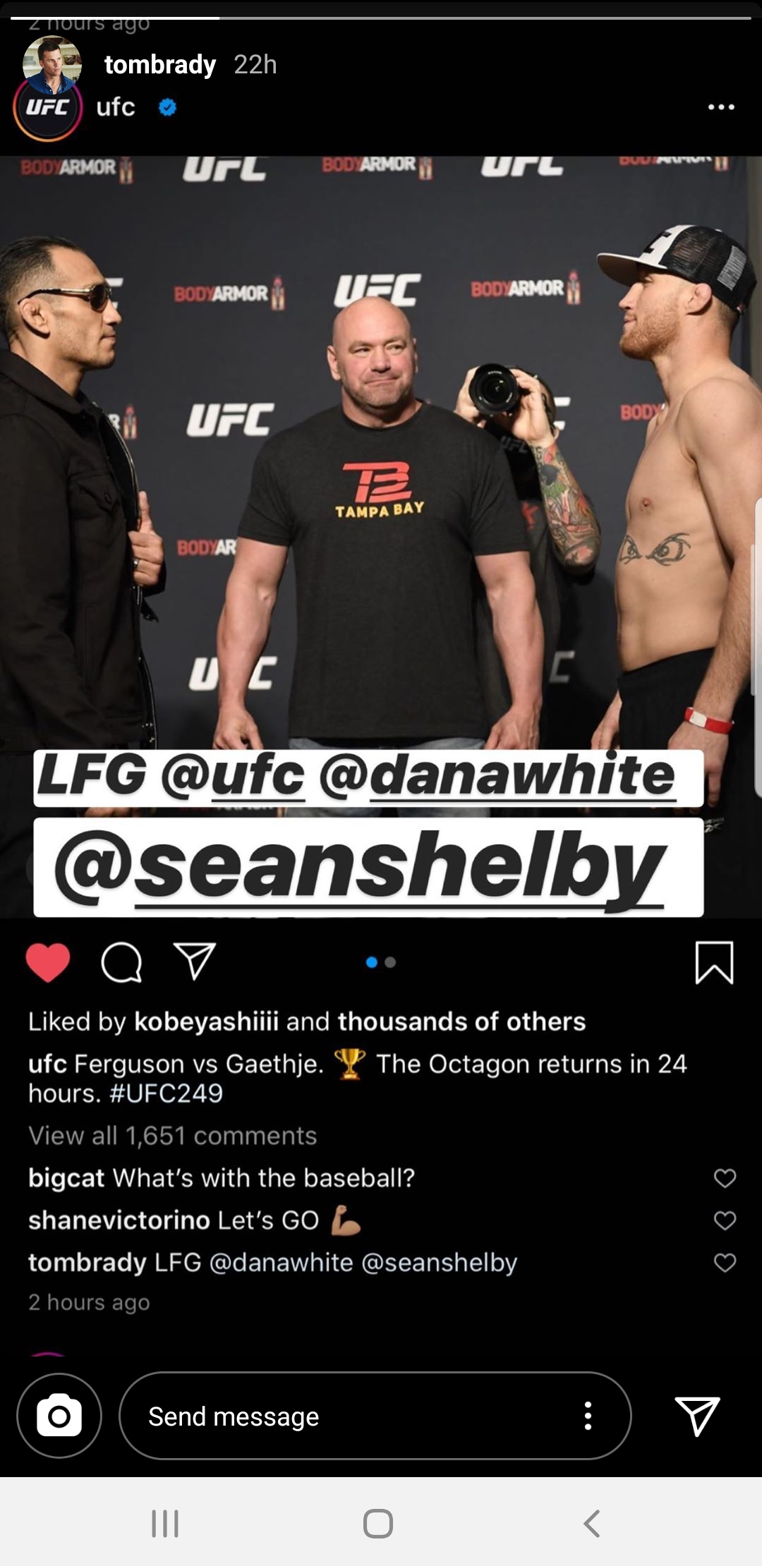 UFC president Dana White is a fan of Tompa Bay