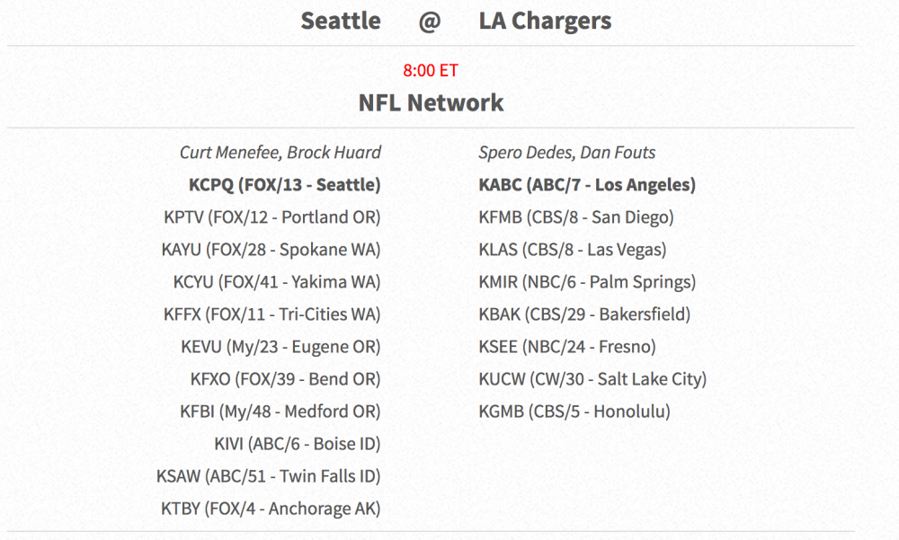 Seattle Seahawks on X: OFFICIAL: Our game vs. the Rams will kickoff at 1:25  pm PT and broadcasted on FOX.  / X