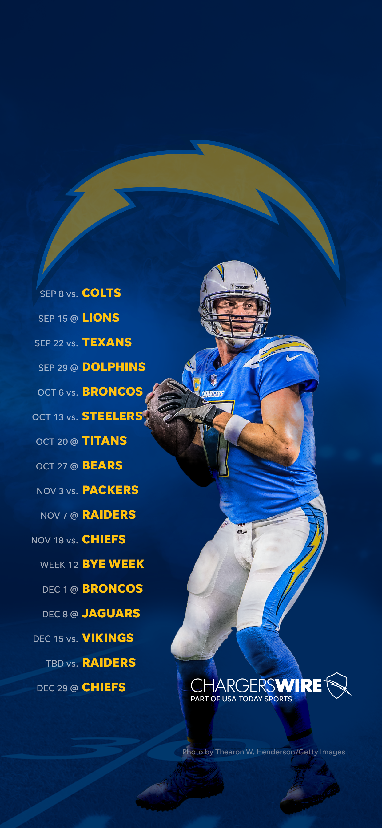 2019 Los Angeles Chargers schedule: Downloadable wallpaper