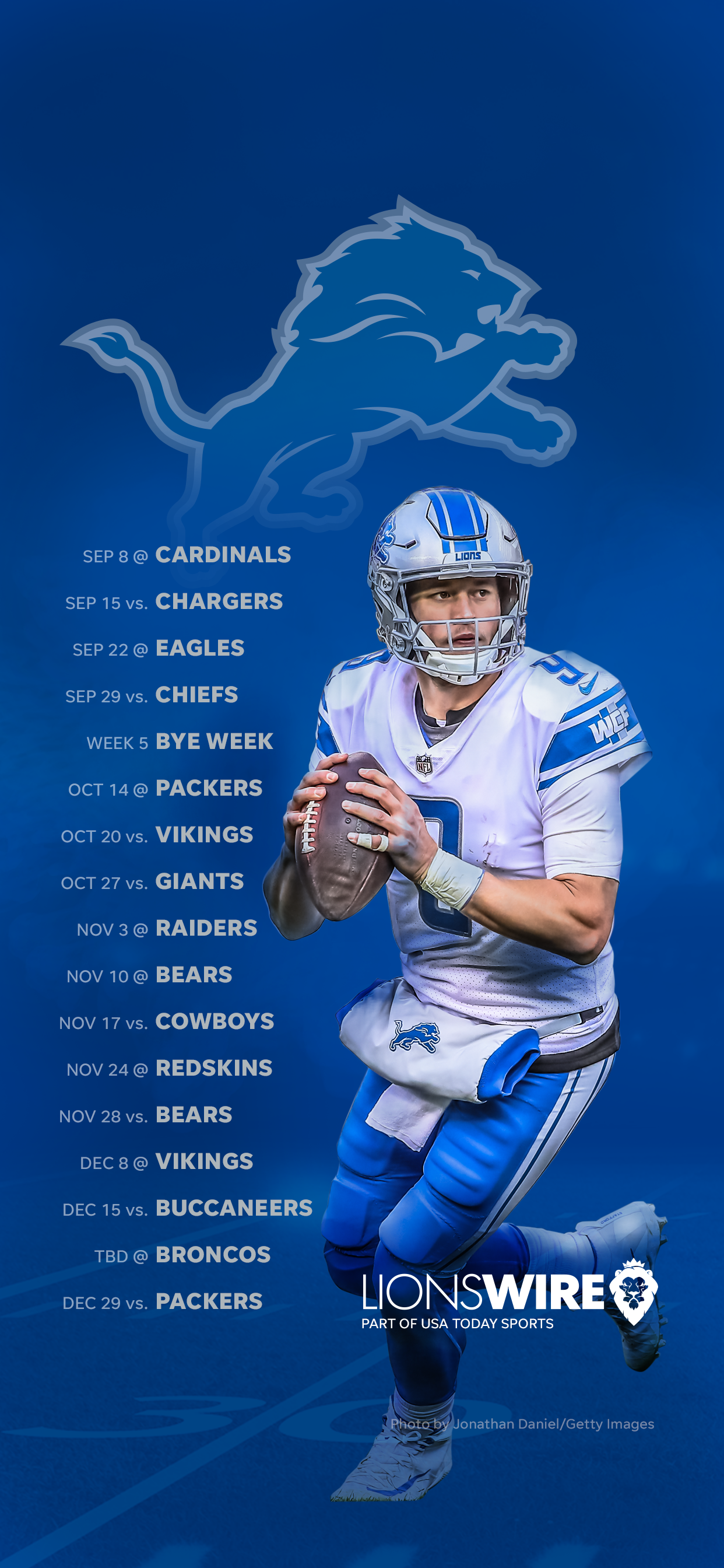 2019 Detroit Lions Schedule: Downloadable Wallpaper