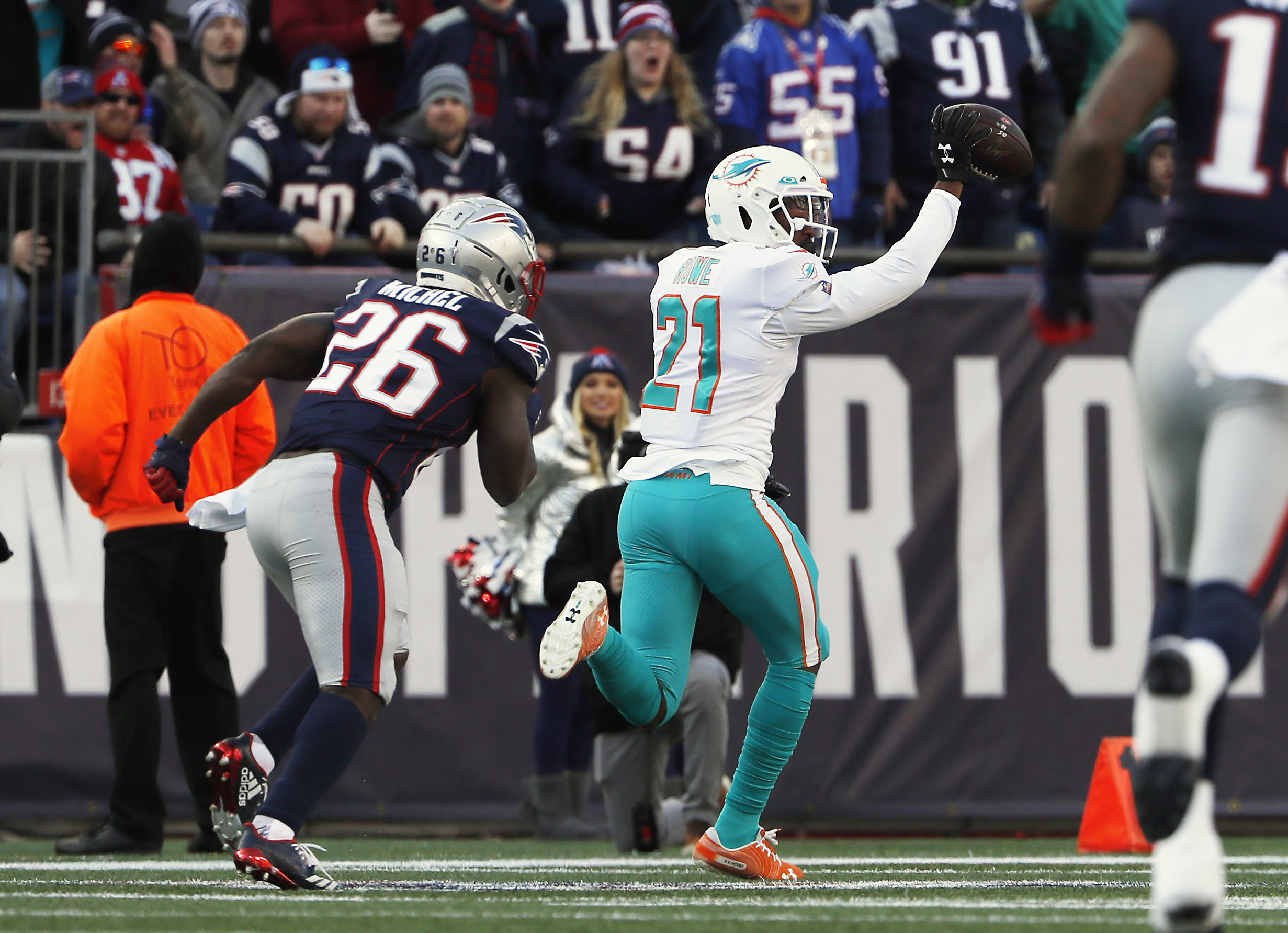 Miami Dolphins defensive tackle Davon Godchaux (56) reacts after